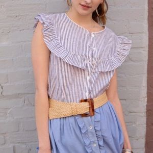 Petite Lucette Claudette Top in Grey Stripes